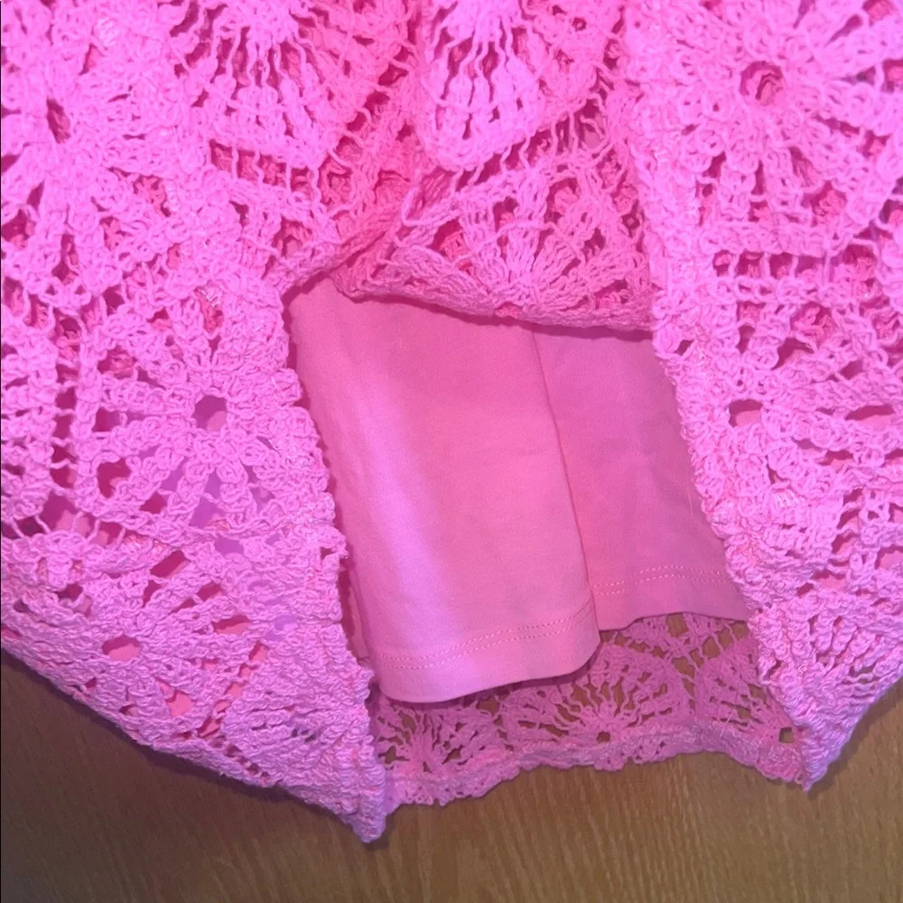 Design History bright Pink Crochet Dress Size L girls 100%‎ Cotton boho country